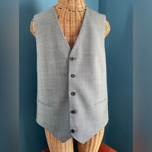 EGARA Grey Men’s Wool 5 Button Suit Vest Slim Fit Size Large